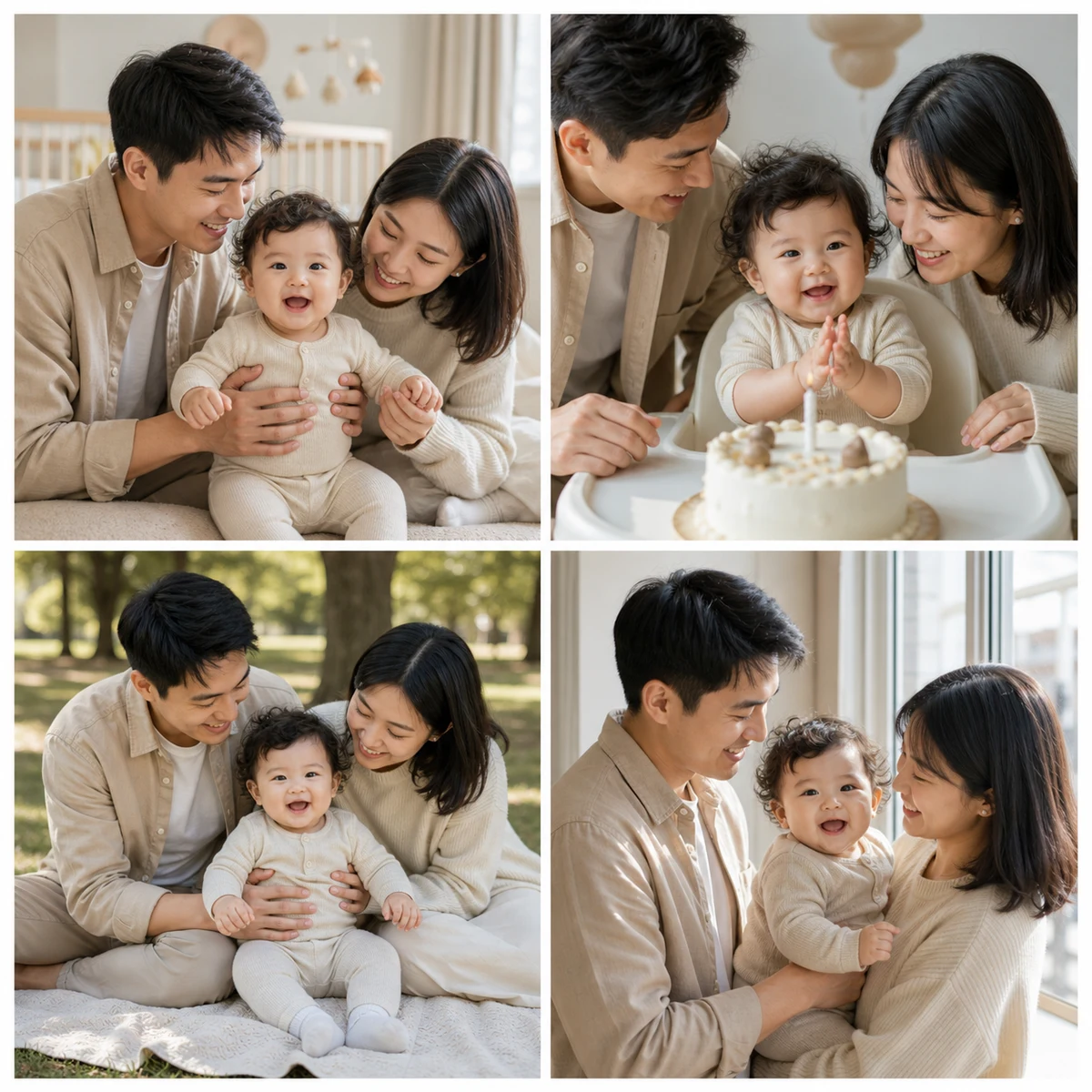 A source photo set for a baby memory book